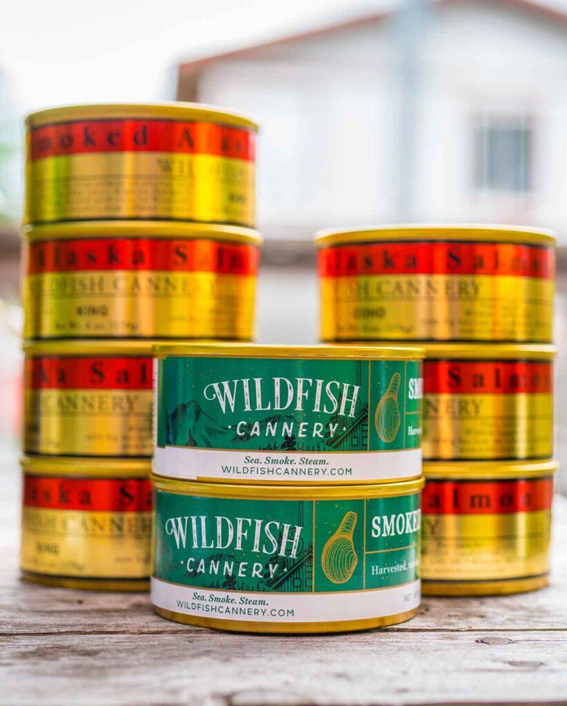 A photo of canned salmon