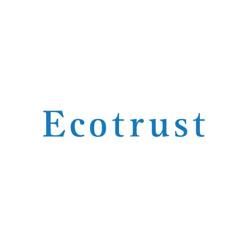 the word "Ecotrust" in blue with a white background