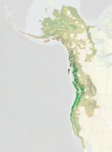 Original extent of Pacific salmon and coastal temperate rain forest map by Analisa Fenix @ Ecotrust.