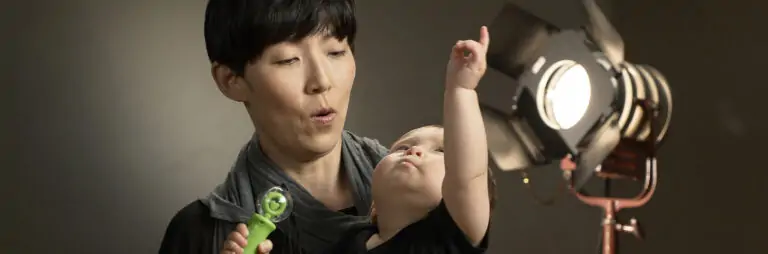 A photo of a woman and small child