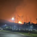 Image taken from the front door of the Confederated Tribes of the Colville Indian Reservation tribal government center on the first night of the Chuweah Creek Fire, July 12, 2021. It started at 7 pm.