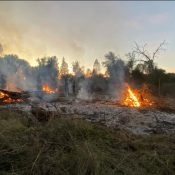 fire on the land, sunset