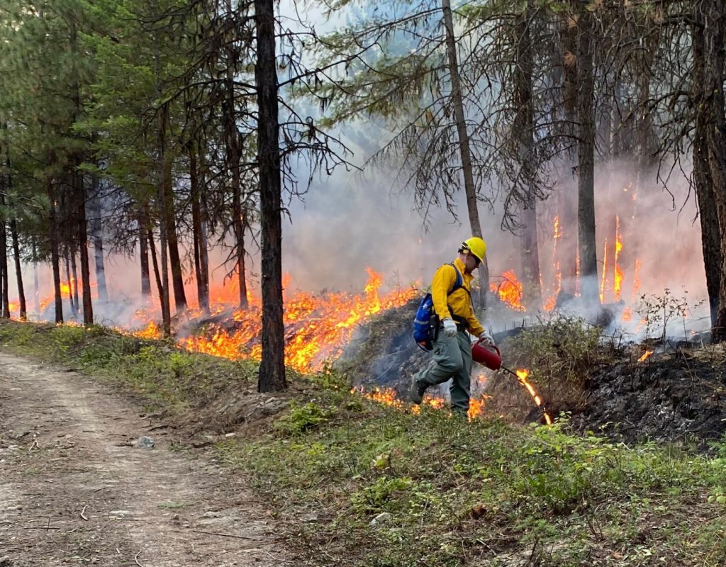 Fire crews working the Summit Trail Fire, which was started by lightening at 10:30 pm on Monday, July 12, 2021, 17 miles west of Inchelium, on the Colville Reservation.