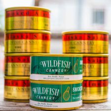 A photo of canned salmon