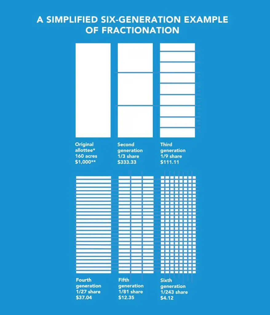 A graphic illustrating fractionation over six generations